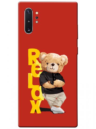 Samsung Note 10 Plus Teddy Bear Relax Kırmızı Telefon Kılıfı