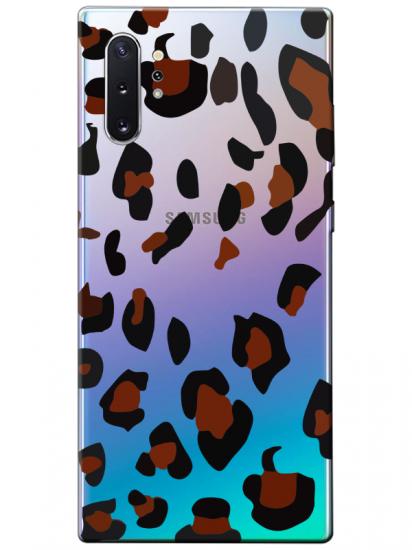 Samsung Note 10 Plus Leopar Desen Şeffaf Telefon Kılıfı