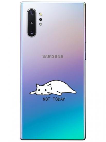 Samsung Note 10 Plus Not Today Kedi Şeffaf Telefon Kılıfı