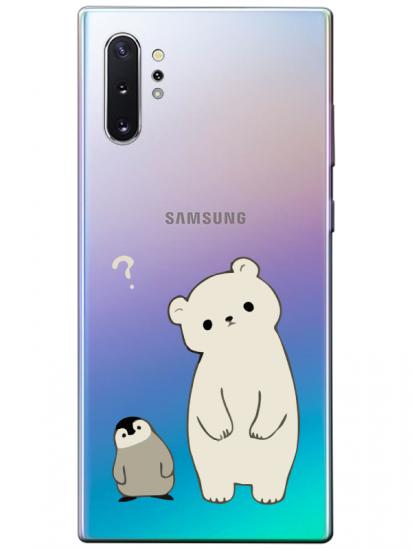 Samsung Note 10 Plus Penguen Ve Ayıcık Şeffaf Telefon Kılıfı