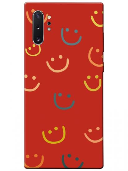 Samsung Note 10 Plus Emoji Gülen Yüz Kırmızı Telefon Kılıfı