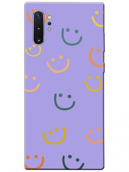 Samsung Note 10 Plus Emoji Gülen Yüz Lila Telefon Kılıfı