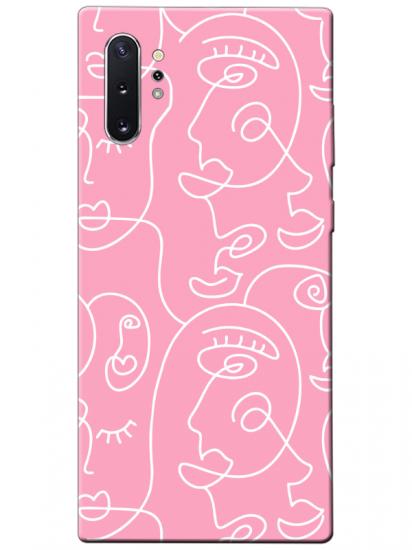 Samsung Note 10 Plus Face Art Pembe Telefon Kılıfı