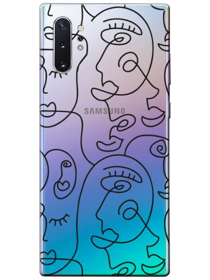 Samsung Note 10 Plus Face Art Şeffaf Telefon Kılıfı