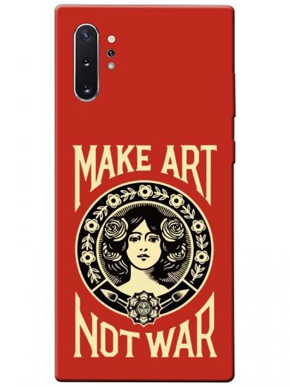 Samsung Note 10 Plus Make Art Not War Kırmızı Telefon Kılıfı