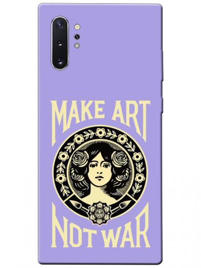 Samsung Note 10 Plus Make Art Not War Lila Telefon Kılıfı