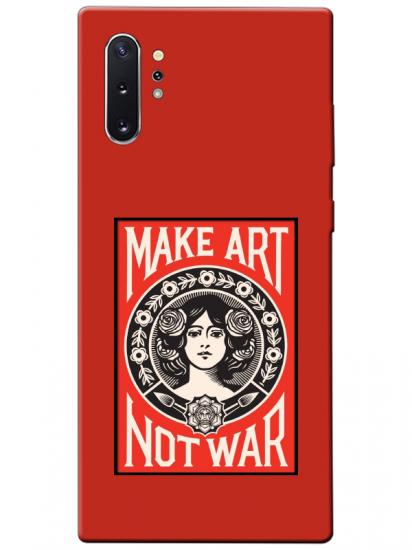 Samsung Note 10 Plus Make Art Not War Kırmızı Telefon Kılıfı