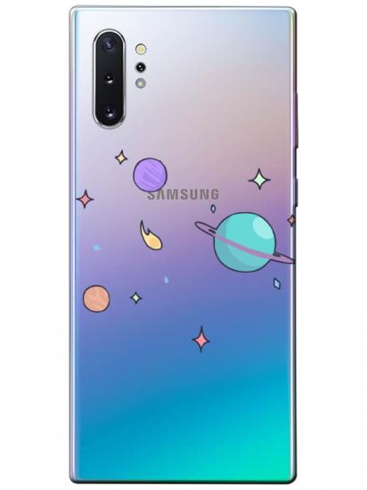 Samsung Note 10 Plus Gezegen Tasarım Şeffaf Telefon Kılıfı