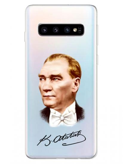 Samsung S10 Atatürk İmzalı Şeffaf Telefon Kılıfı