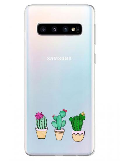 Samsung S10 Kaktüs Şeffaf Telefon Kılıfı