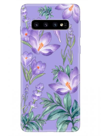 Samsung S10 Kış Çiçeği Lila Telefon Kılıfı