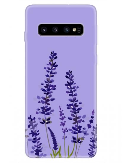 Samsung S10 Lavanta Desenli Lila Telefon Kılıfı