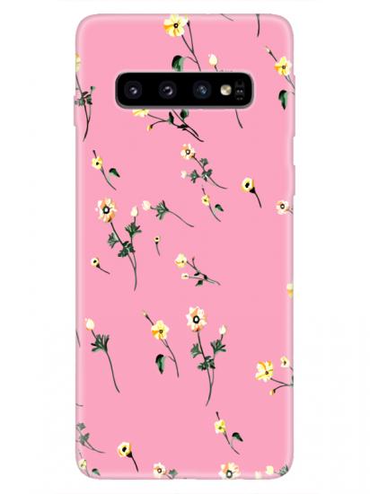 Samsung S10 Çiçekli Pembe Telefon Kılıfı