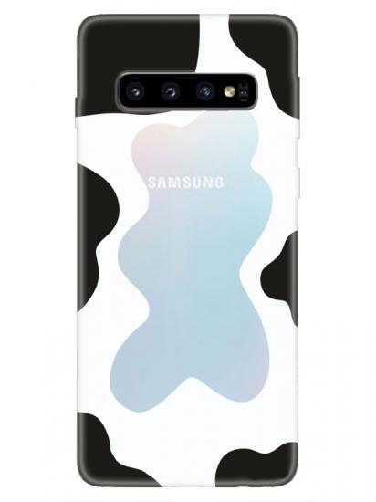 Samsung S10 İnek Desen Şeffaf Telefon Kılıfı