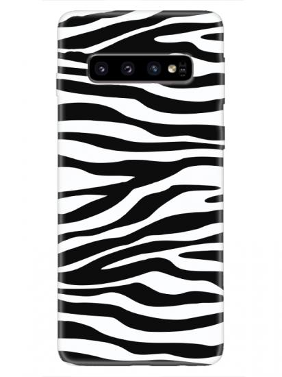 Samsung S10 Zebra Desen Siyah Telefon Kılıfı