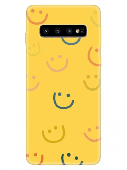 Samsung S10 Emoji Gülen Yüz Sarı Telefon Kılıfı