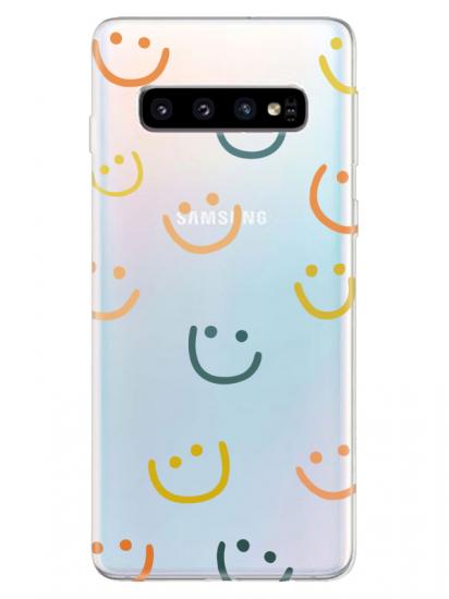 Samsung S10 Emoji Gülen Yüz Şeffaf Telefon Kılıfı