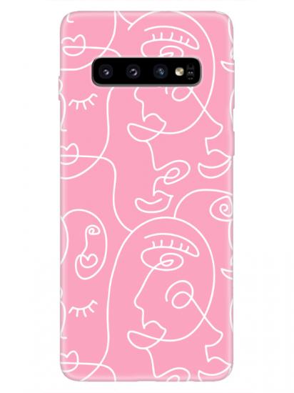 Samsung S10 Face Art Pembe Telefon Kılıfı