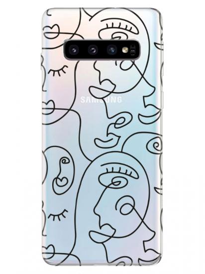 Samsung S10 Face Art Şeffaf Telefon Kılıfı