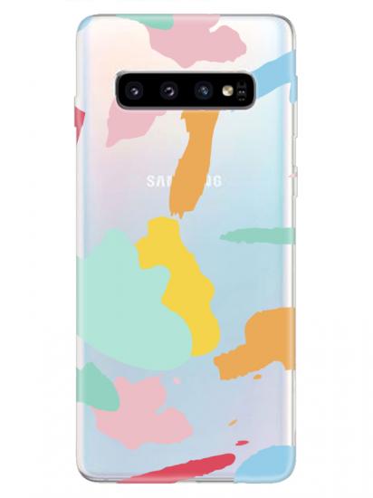 Samsung S10 Sanatsal Boyalar Şeffaf Telefon Kılıfı