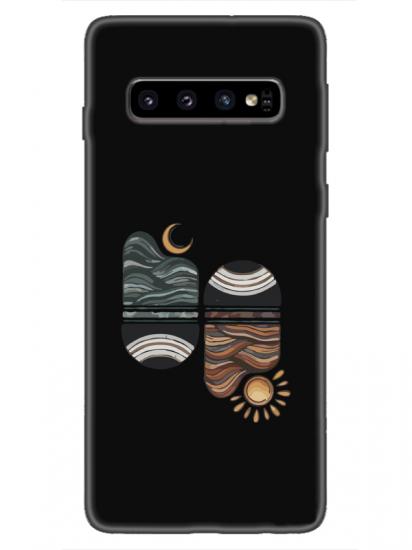 Samsung S10 Sunset Wave Siyah Telefon Kılıfı