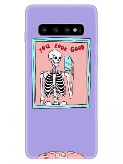 Samsung S10 You Look Good İskelet Lila Telefon Kılıfı