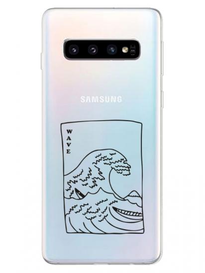 Samsung S10 Kanagawa Wave Şeffaf Telefon Kılıfı