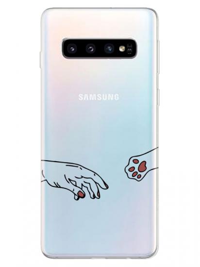 Samsung S10 Hand And Paw Şeffaf Telefon Kılıfı