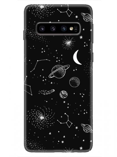 Samsung S10 Gezegenler Siyah Telefon Kılıfı