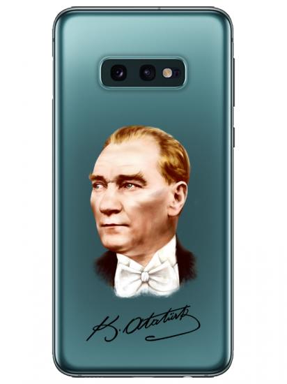 Samsung S10e Atatürk İmzalı Şeffaf Telefon Kılıfı