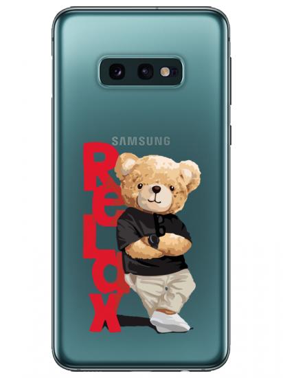 Samsung S10e Teddy Bear Relax Şeffaf Telefon Kılıfı