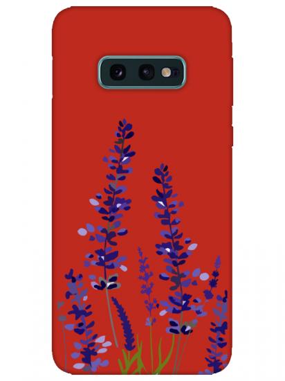 Samsung S10e Lavanta Desenli Kırmızı Telefon Kılıfı