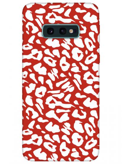 Samsung S10e Leopar Desenli Kırmızı Telefon Kılıfı