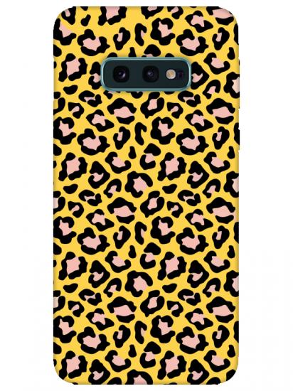 Samsung S10e Leopar Desenli Sarı Telefon Kılıfı