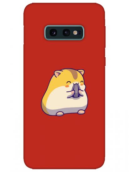 Samsung S10e Sevimli Hamster Kırmızı Telefon Kılıfı