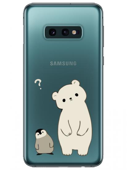 Samsung S10e Penguen Ve Ayıcık Şeffaf Telefon Kılıfı