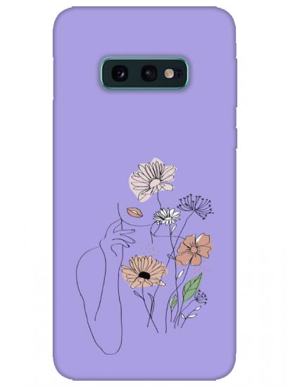 Samsung S10e Kadın Çiçek Lila Telefon Kılıfı