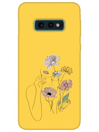 Samsung S10e Kadın Çiçek Sarı Telefon Kılıfı