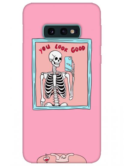 Samsung S10e You Look Good İskelet Pembe Telefon Kılıfı