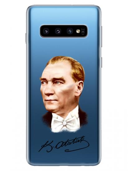 Samsung S10 Plus Atatürk İmzalı Şeffaf Telefon Kılıfı