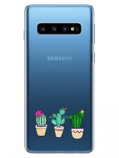 Samsung S10 Plus Kaktüs Şeffaf Telefon Kılıfı