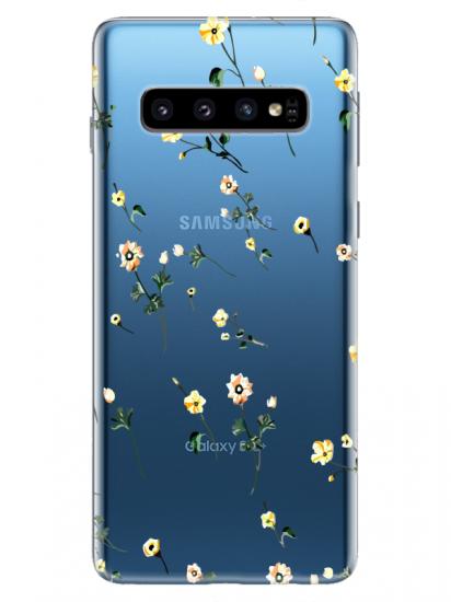 Samsung S10 Plus Çiçekli Şeffaf Telefon Kılıfı