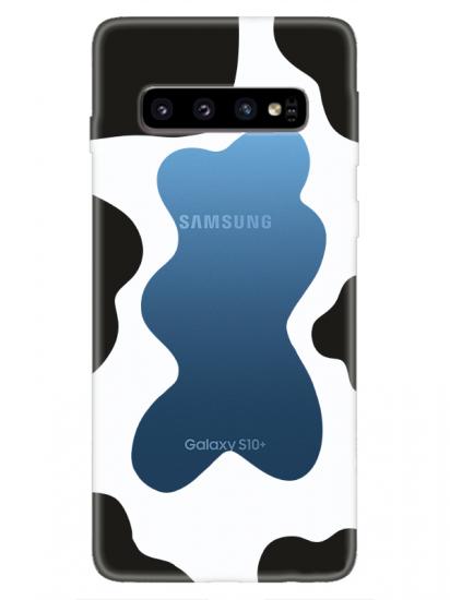 Samsung S10 Plus İnek Desen Şeffaf Telefon Kılıfı