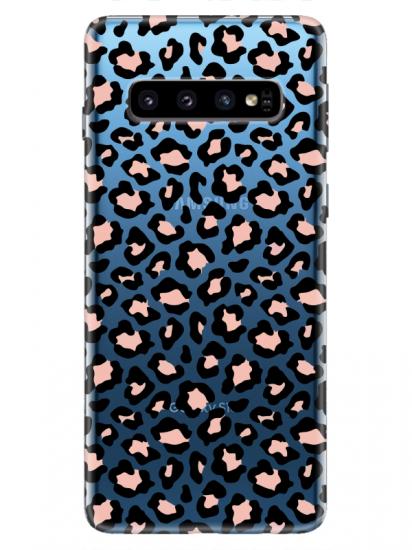 Samsung S10 Plus Leopar Desenli Şeffaf Telefon Kılıfı