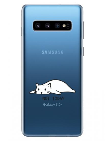 Samsung S10 Plus Not Today Kedi Şeffaf Telefon Kılıfı