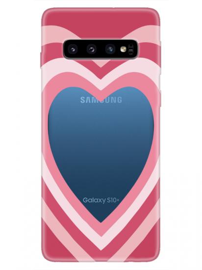 Samsung S10 Plus Estetik Kalp Şeffaf Telefon Kılıfı