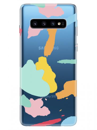 Samsung S10 Plus Sanatsal Boyalar Şeffaf Telefon Kılıfı