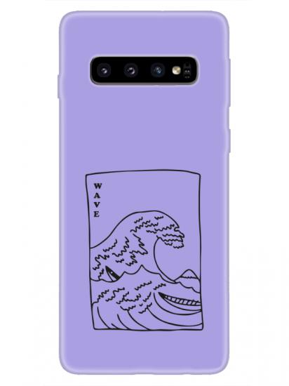 Samsung S10 Plus Kanagawa Wave Lila Telefon Kılıfı