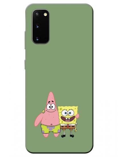 Samsung S20 Sünger Bob Ve Patrickstar Yeşil Telefon Kılıfı