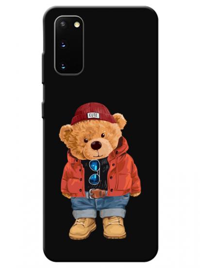 Samsung S20 Teddy Bear Siyah Telefon Kılıfı